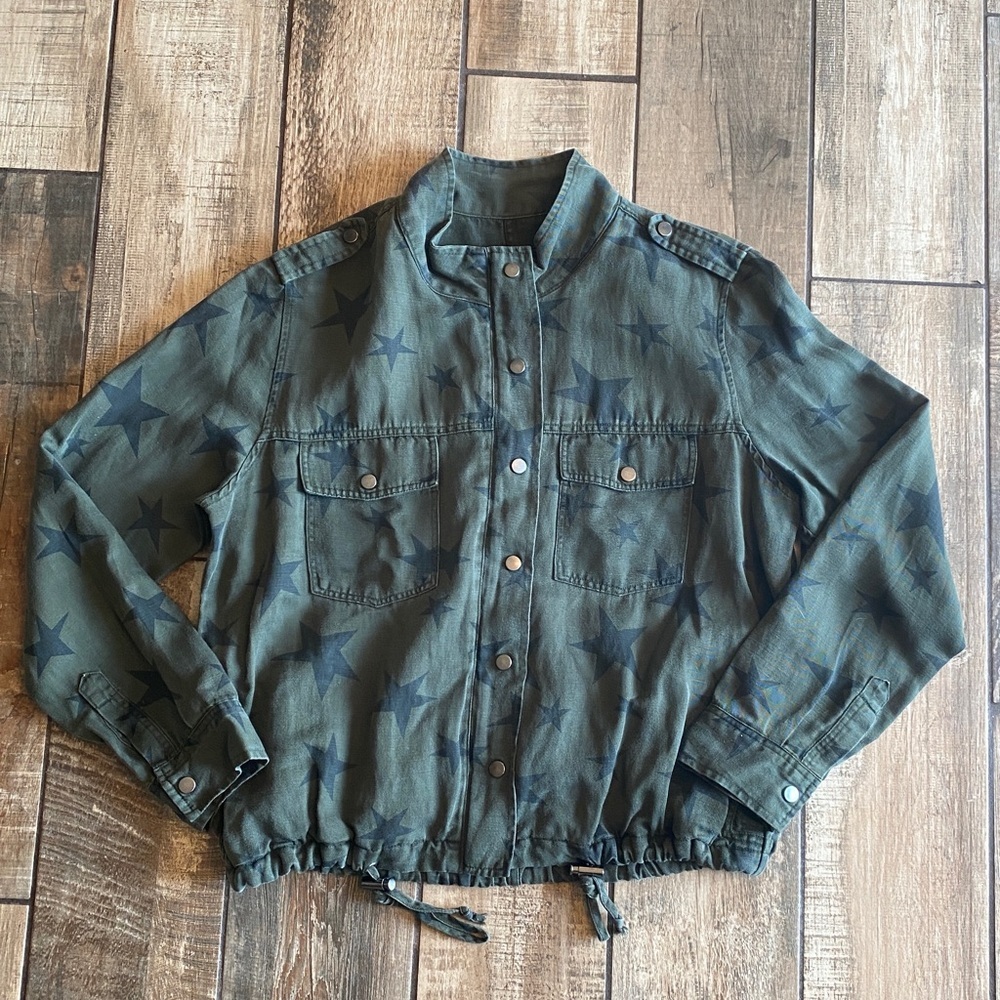 REVOLVE Rails Collins Military Jacket in Sage with Black Stars - Picture 7 of 16